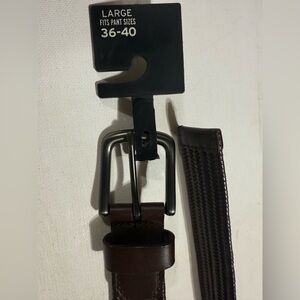 Target Men's Dark Brown Belt with Silver/Black Buckle Size-Large 36-40